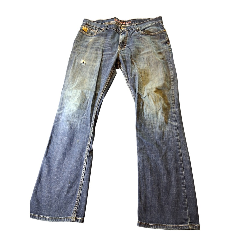 Cinch Ian Slim Fit Bootcut Jeans Mens 36x32 Medium Wash Distressed MB65436001